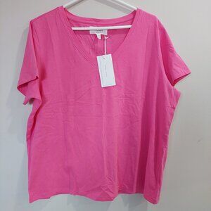 NEW Hudson North Deep Pink Short Sleeve Top ORGANIC COTTON Size 1X.